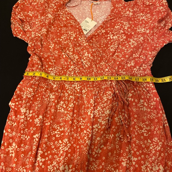 A NEW DAY Orange and Cream Tropical Floral Short Sleeve Sheer Maxi Dress XXL - Picture 2 of 10